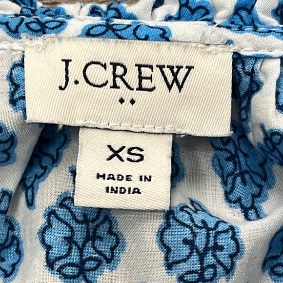 J Crew Factory Cotton Blue Paisley Artist Peasant Top Sz XS Lightweight Vacation - Picture 12 of 15